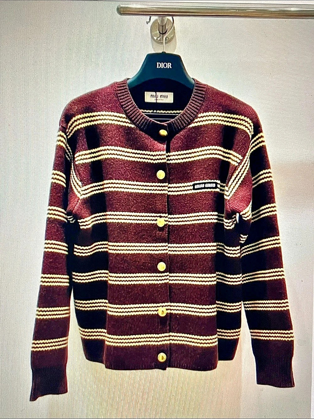Miu Miu Striped Cardigan in Purple & White Like New